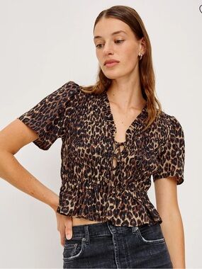 Rails Peplum Leopard Portia Top Brown Nala